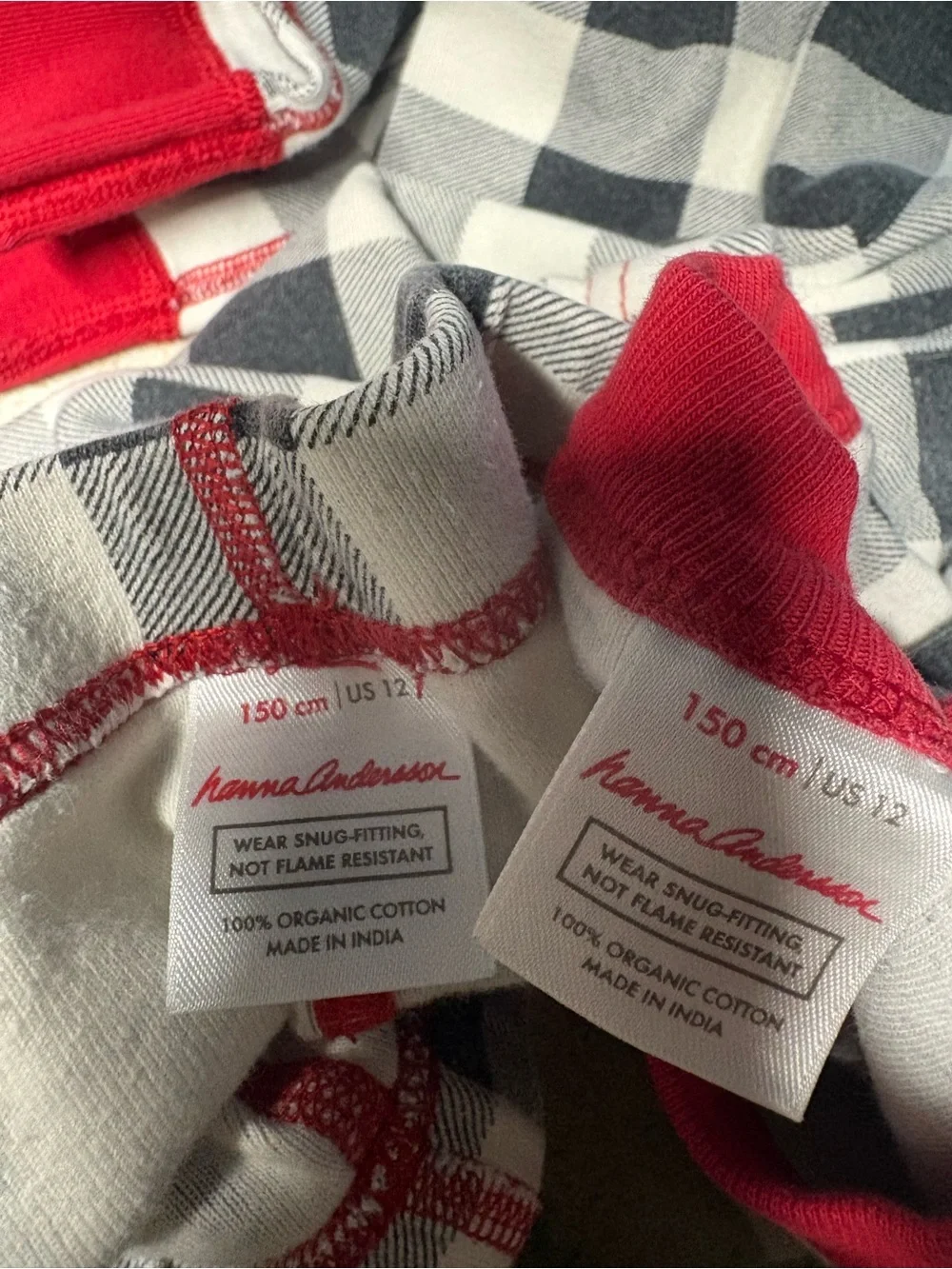 Hanna Andersson pajama set Black White Buffalo Plaid kids size 12 organic cotton